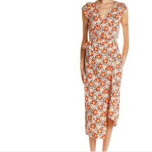 J. Crew Mercantile Womens True Wrap Midi Dress Multicolor Floral M
